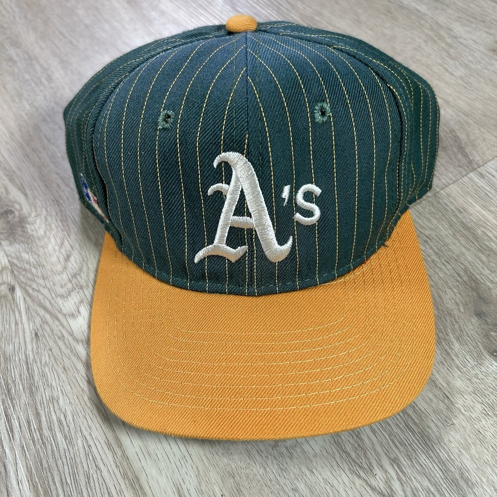 VTG Sports Specialties Oakland A's Snapback‎ Hat MLB Green Pinstripe Side Logo